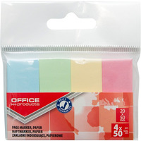 Zakadki indeksujce OFFICE PRODUCTS, papier, 20x50mm, 4x50 kart., zawieszka, mix kolorów pastel