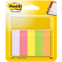 Znaczniki POST-IT® (670/5), papier, 15x50mm, 5x100 kart., mix kolorw neonowy