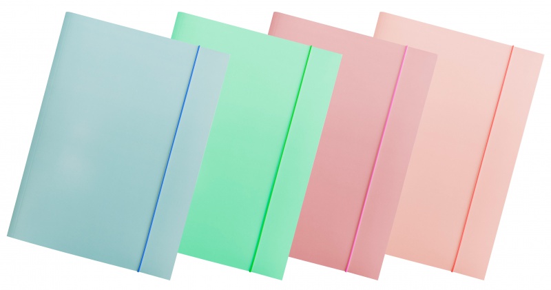 Teczka z gumką OFFICE PRODUCTS Pastel, karton/lakier, A4, 300gsm, 3-skrz., mix kolorów, 21191271-99