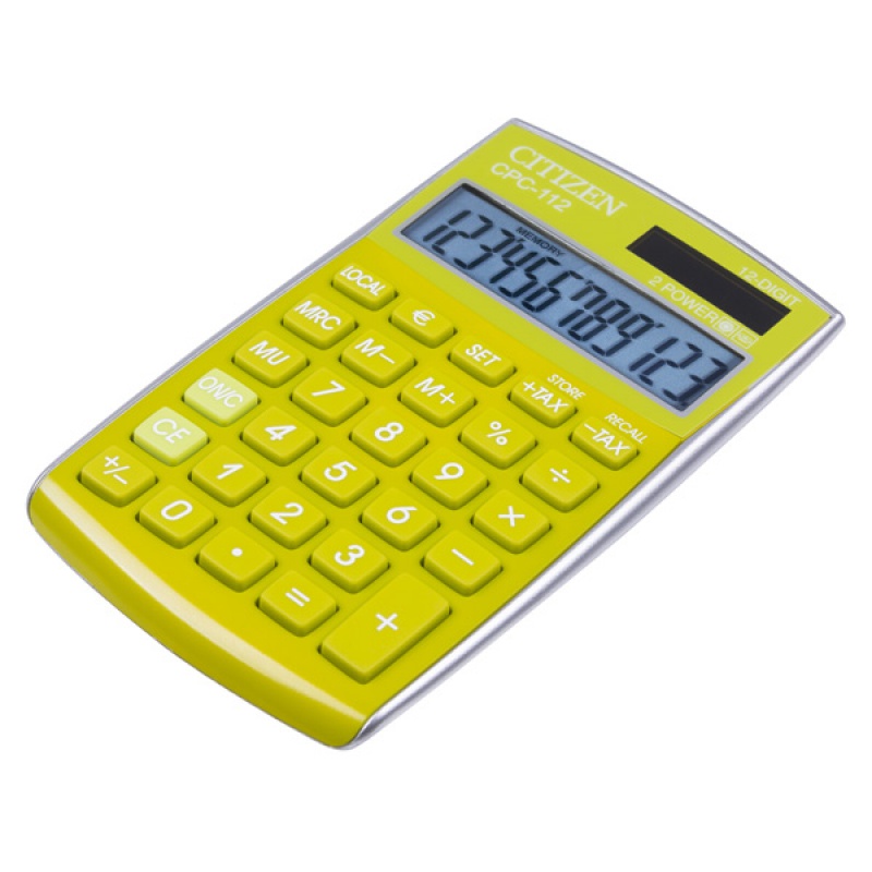 Kalkulator biurowy CITIZEN CPC-112 GRWB, 12-cyfrowy, 120x72mm, zielony, CI-CPC112GRWB
