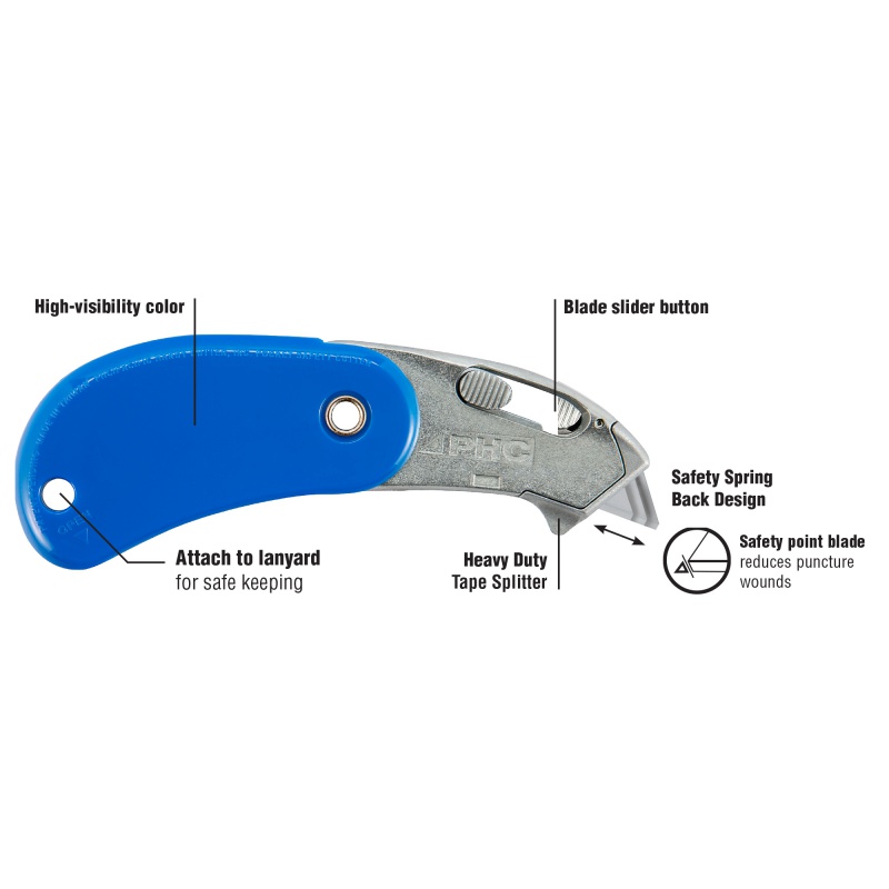 Nóż bezpieczny, składany PSC2, niebieski, BH-PSC2-700