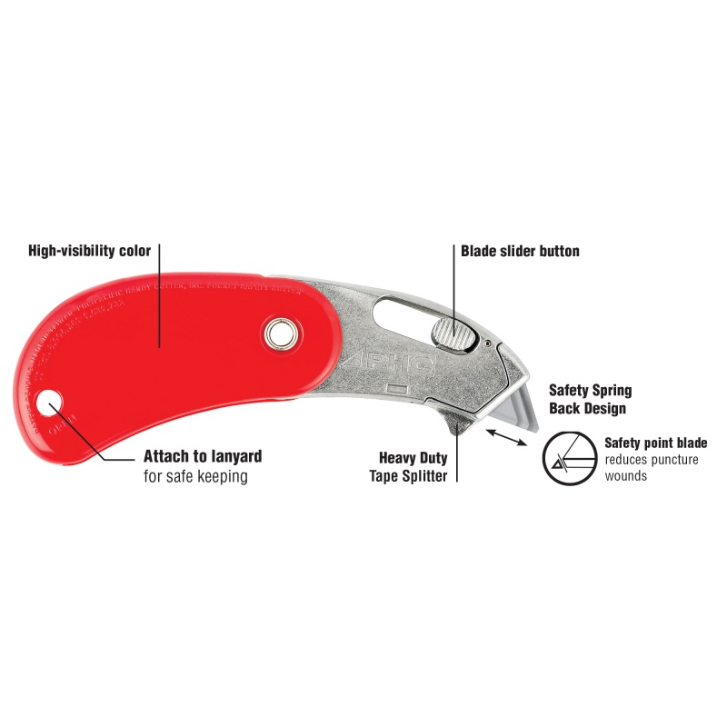 Nóż bezpieczny, składany PSC2, czerwony, BH-PSC2-300