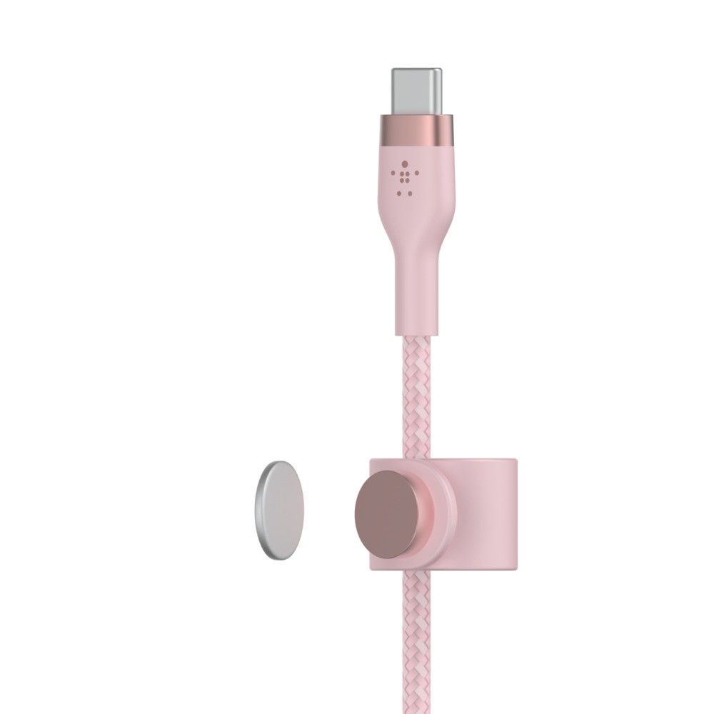 Kabel BoostCharge USB-C/USB-C silikonowy w oplocie 2m, różowy, CAB011BT2MPK