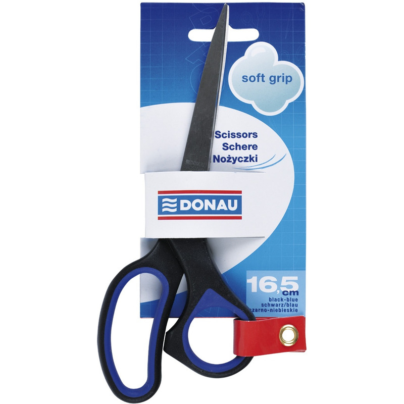 Nożyczki biurowe DONAU Soft Grip, 16,5cm, niebieskie, 7922301PL-10