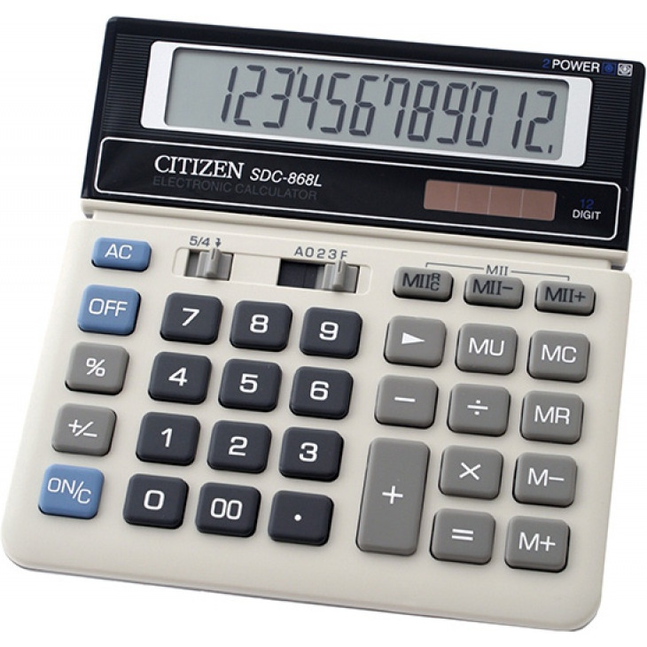 Kalkulator biurowy CITIZEN SDC-868L, 12-cyfrowy, 154x152mm, czarno-biały, CI-SDC868L