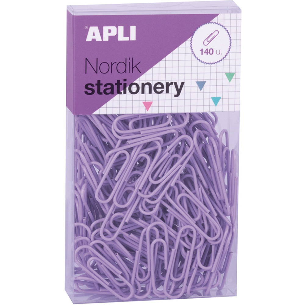 Spinacze okrągłe APLI Nordik, 28 mm, 140 szt., pudełko z zawieszką, mix kolorów pastel, AP18149