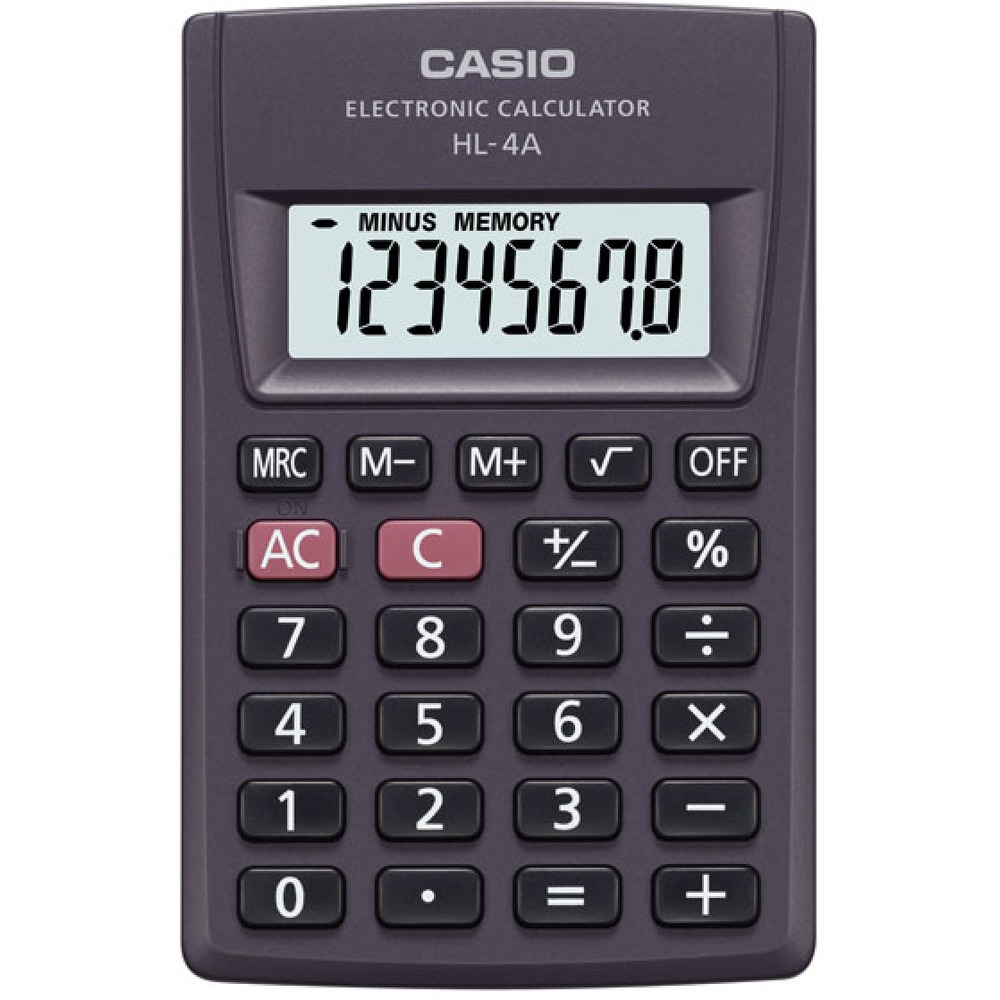 Kalkulator kieszonkowy CASIO HL-4A-B, 8-cyfrowy, 56x87mm, czarny, K-CHL4AB
