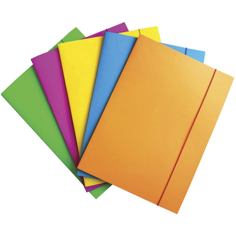 Teczka z gumką OFFICE PRODUCTS Fluo, karton/lakier, A4, 300gsm, 3-skrz., mix kolorów, 21191261-99