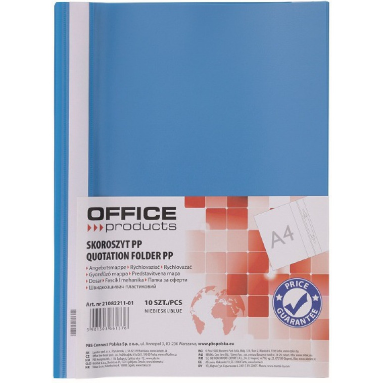 Skoroszyt OFFICE PRODUCTS, 120/180 mi, PP, niebieski, 21082211-01