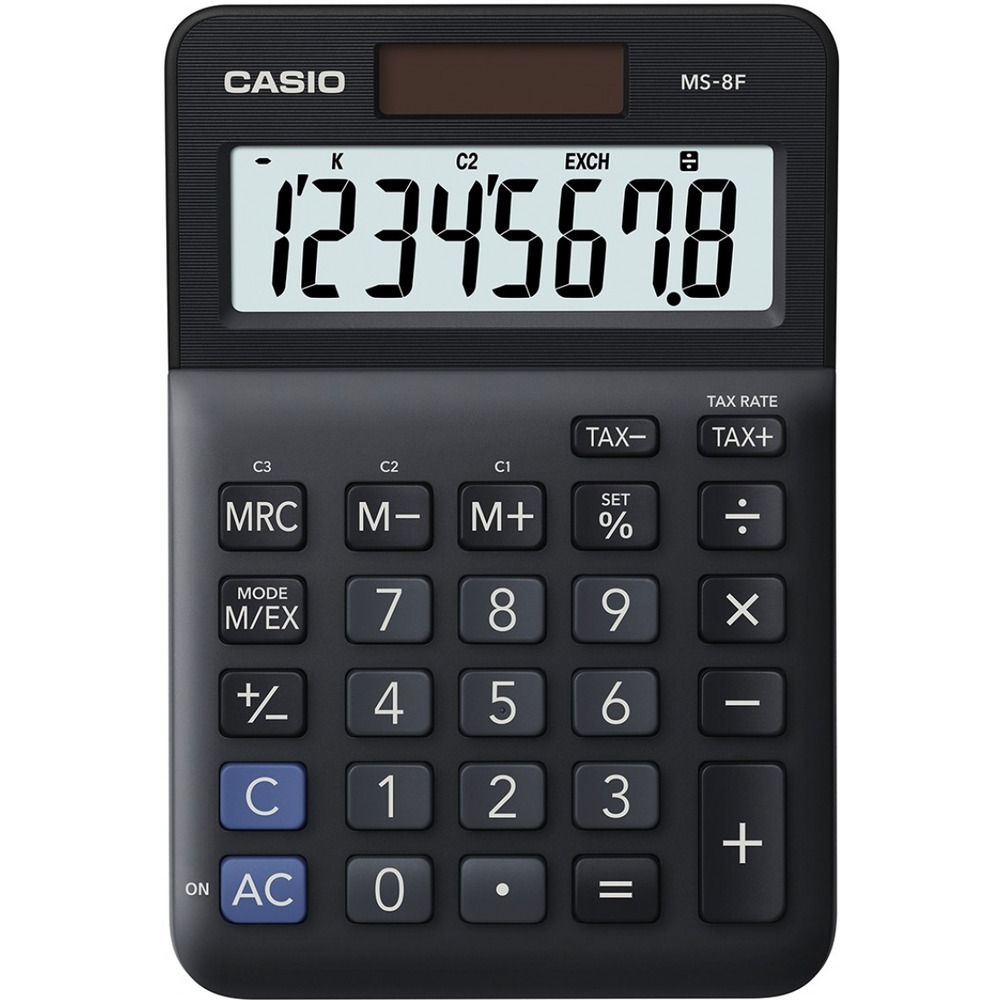 Kalkulator biurowy CASIO MS-8F, 8-cyfrowy, 103x147x28,8mm, czarny, K-CMS8F