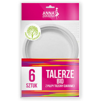Talerze bio ANNA ZARADNA, z pulpy trzciny cukrowej, 6 szt., biay