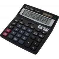 Kalkulator biurowy VECTOR KAV CD-2460, 12-cyfrowy, 138x150mm, czarny