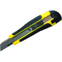 Nóż pakowy DONAU Professional, gumowa rękojeść, z blokadą, żółto-czarny