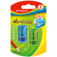 Temperówka plastikowa KEYROAD CUP-SHARPY, pojedyncza, z pojemnikiem, rednica: 8mm, 2szt, blister