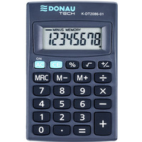 Kalkulator kieszonkowy DONAU TECH, 8-cyfr. wyświetlacz, wym. 127x104x8 mm, czarny