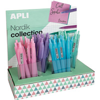 Długopis automatyczny żelowy APLI Nordik, trójkątny, wkład niebieski, mix kolorów pastel