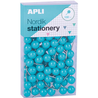 Pinezki APLI Nordik, 09x20 mm, 100 szt., pudełko z zawieszką, mix kolorów pastel