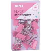 Klipy do dokumentów APLI Nordik, 19 mm, 15 szt., pudełko z zawieszką, mix kolorów pastel