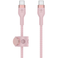 Kabel BoostCharge USB-C/USB-C silikonowy w oplocie 2m, różowy