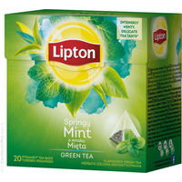 Herbata LIPTON, piramidki, 20 torebek, zielona z mit