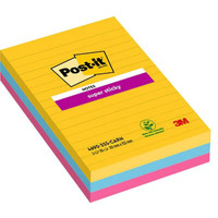 Karteczki samoprzylepne POST-IT® Super Sticky w linie (4690-SS3RIO-EU), 101x152mm, 3x90 kart., paleta Rio de Janeiro