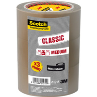Taśma pakowa do wysyłek SCOTCH® Hot-melt (371), 50mm, 66m, brązowa, 3 szt