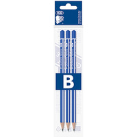Ołówek drewniany ICO Signetta, B, trójkątny, 3 szt., zawieszka, niebieski