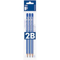 Ołówek drewniany ICO Signetta, 2B, trójkątny, 3szt., zawieszka, niebieski