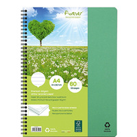 Kołozeszyt CLAIREFONTAINE, Forever Premium, z recyklingu, A4, 90g, 60 kart., linia, zielony