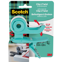 Podajnik do taśmy Scotch® C19 Clip&Twist + taśma SCOTCH® MAGIC 19mm, 8, 89m, zielony
