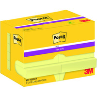 Karteczki samoprzylepne POST-IT® Super Sticky (622-12SSCY-EU), 47, 6x47, 6 mm, 12x90 kart., żółte
