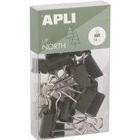 Klipy do dokumentów APLI Up North, 19mm, 15szt, pudeko z zawieszk, khaki