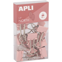 Klipy do dokumentów APLI Up North, 19mm, 15szt, pudeko z zawieszk, róowe