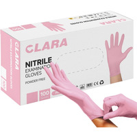 Rkawice nitrylowe bezpudrowe CLARA, 100 szt., rozmiar S, róowe