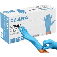 Rkawice nitrylowe bezpudrowe CLARA, 100 szt., rozmiar S, niebieskie