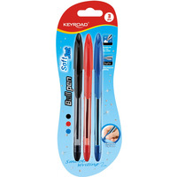 Dugopis KEYROAD Ball Pen Soft Jet, mikki uchwyt, 0, 7mm, 3 szt., blister, mix kolorów