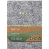 Notes ECONOVO, z recyklingu, okładka z filcu, w linie, 96 kart, 70gsm, szary