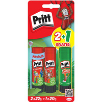 Klej w sztyfcie PRITT, 2x22g + 1x20g neon, blister, mix kolorów