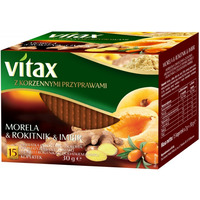 Herbata VITAX, owocowo-ziołowa, morela, rokitnik i imbir, 15 kopert