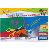 Zeszyt papier&oacute;w kolorowych b�yszcz�cych GIMBOO, A4, 10 kartek, 80gsm, mix kolor&oacute;w