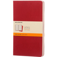 Zestaw 3 zeszytów MOLESKINE Cahier, L, 13x21cm, w linie, 80 stron, cranberry red