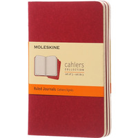 Zestaw 3 zeszytów MOLESKINE Cahier, P, 9x14cm, w linie, 64 stron, cranberry red