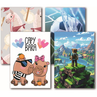 Zeszyt szkolny GIMBOO, A5, g�adki, 16 kart., mix wzor&oacute;w