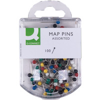 Pinezki do map Q-CONNECT, 4x20mm, w plastikowym pude�ku, mix kolor&oacute;w