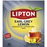 Herbata LIPTON czarna, Earl Grey Lemon, 92 torebki