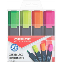 Zakrelacz fluorescencyjny OFFICE PRODUCTS, 1-5mm (linia), 4szt., mix kolorów