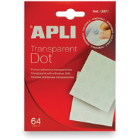 Kółka mocująca APLI typu „dot”, usuwalne, 64szt., transparentne
