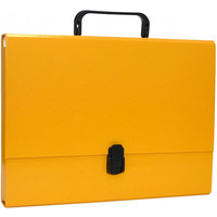 Teczka-pude�ko OFFICE PRODUCTS, PP, A4/5cm, z r�czk� i zamkiem, �&oacute;�ta