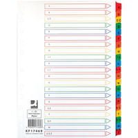 Przekadki Q-CONNECT Mylar, karton, A4, 225x297mm, A-Z, 21 kart, lam. indeks, mix kolorów