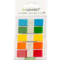 Zakadki indeksujce Q-CONNECT, PP, 12x45mm, 100 kart., zawieszka, mix kolorów